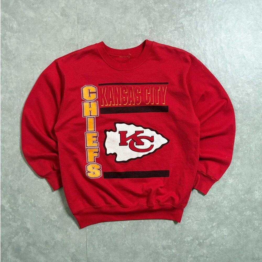 90s Vintage Kansas City Chiefs Red Crewneck -L